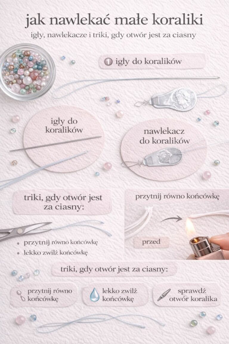 jak nawlekać małe koraliki