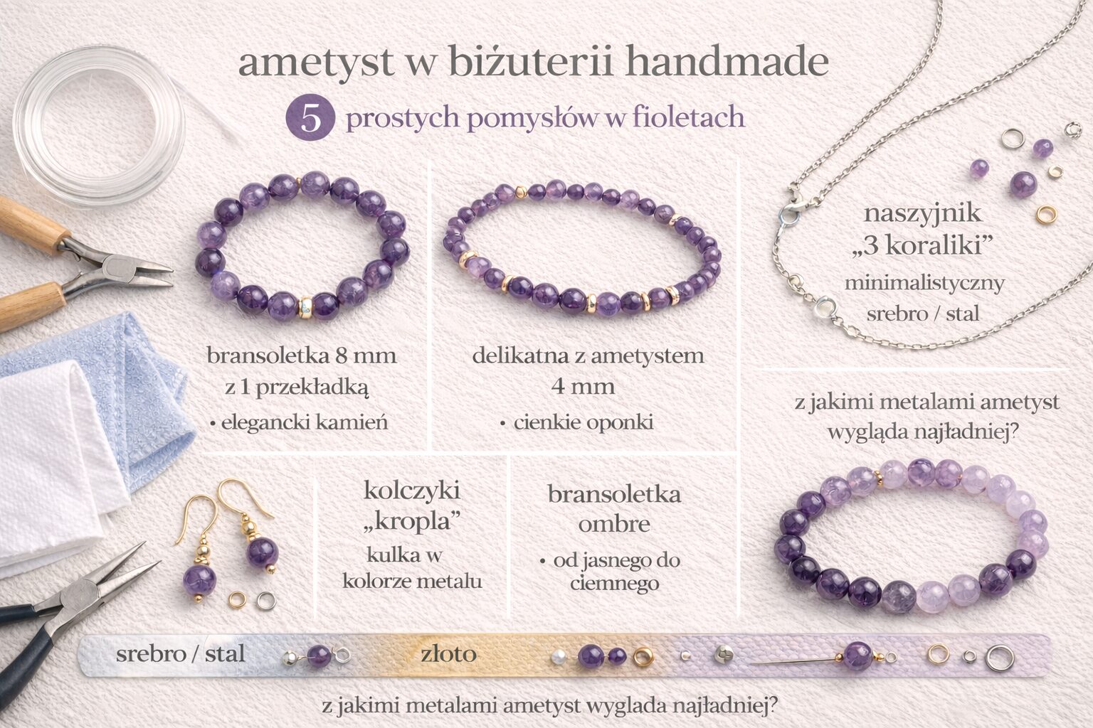 Ametyst w biżuterii handmade