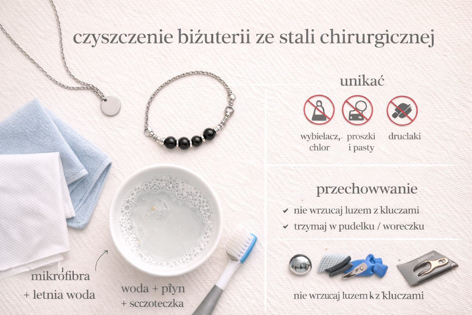 Jak czyścić biżuterię ze stali chirurgicznej